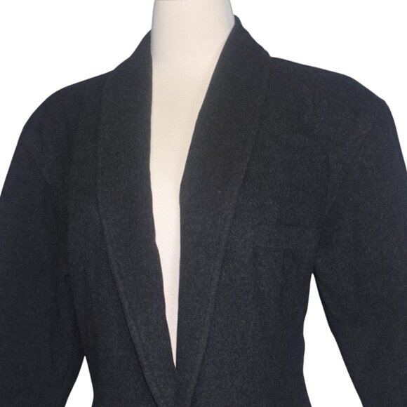 Vintage 80s Gianni Versace Charcoal Gray Wool Cashmere Blend Coat S M - Picture 7 of 14
